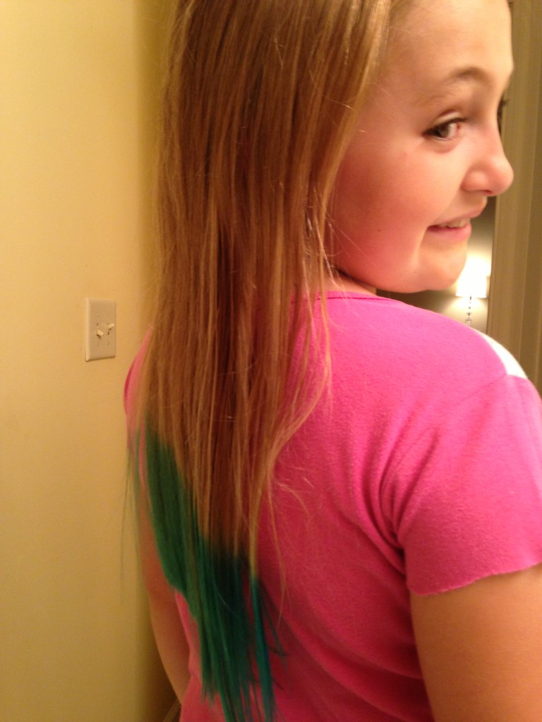 $21 + 15 minutes = 4 inches of turquoise hair.